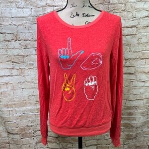 New Wildfox Sign Language LOVE Sweatshirt XS